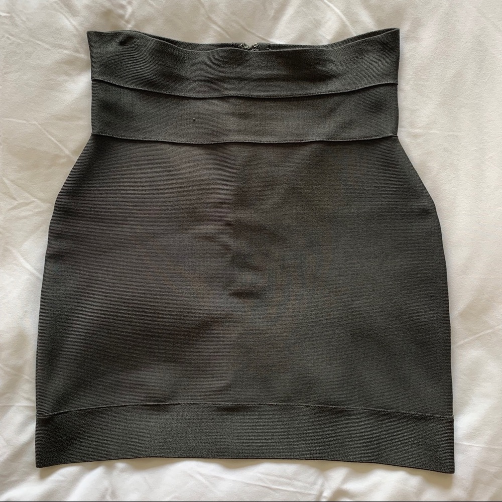 Herve Leger Gray High-Waisted Skirt